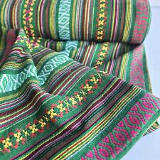 Jacquard Tapestry Multicoloured Fabric - Recycled Ethnic Stripe Pattern Canvas