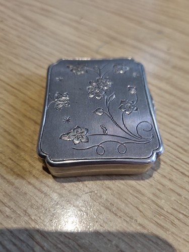 Antique silver pill box - silver, danish