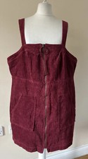Ladies Corduroy Pinafore Dress Short length 18-20 Berry