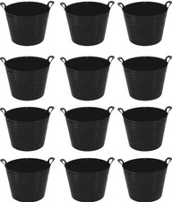12 x Large Flexi Tub Flexible Builders Plastic Bucket with Handle 42L Storage UK