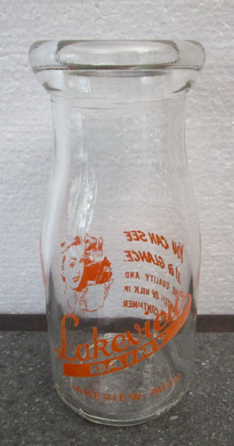Lakeview dairy glass bottle - glass,