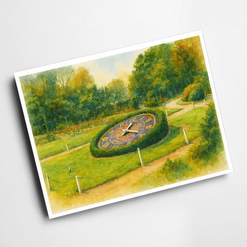 Print floral clock - a6,