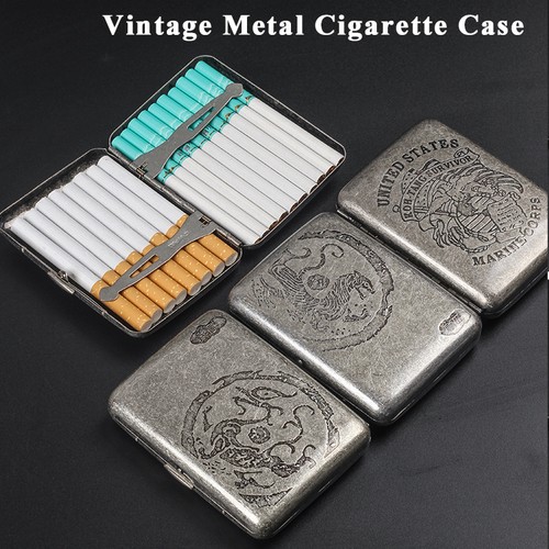 Vintage metal cigarette - metal, case
