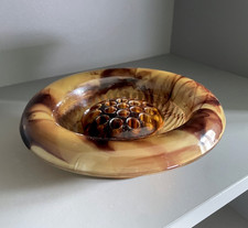 Davidson amber cloud glass rose bowl & flower block, pattern number 1910SD