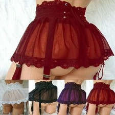 Women Sexy Lace Up Mini Skirt Dress Suspender Garter Belt Underwear Nightwear