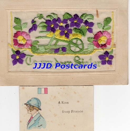 Silk postcard wwi to my - silk,