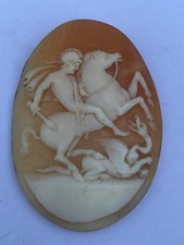 Antique Shell Cameo George and Dragon Unmounted C1900