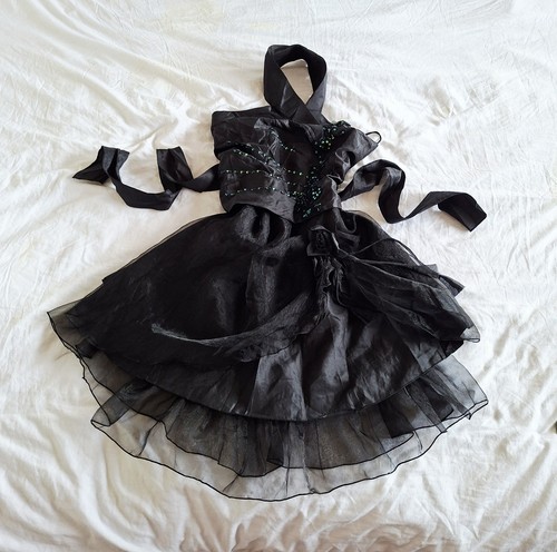 Y2k black beaded halterneck - y2k,