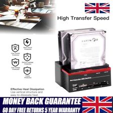 Dual 2.5" 3.5" 3.0 SATA SSD HDD Clone Docking Station Hard Drive Card Reader USB