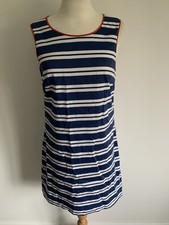 Kew 159 Ladies Sleeveless Dress Blue & White Nautical Stripe Size 10