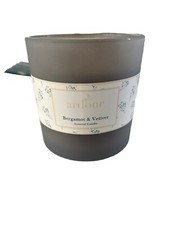 "Ardour". Bergamot and Vetivar Scented Soy Wax Candle in a frosted open jar 575g