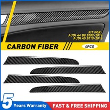 UK Interior Door Panel Cover Trim Sticker For Audi A4 B8 09-16 Carbon Fiber 4pcs