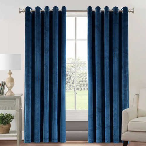 Crushed velvet curtains pair - curtains,