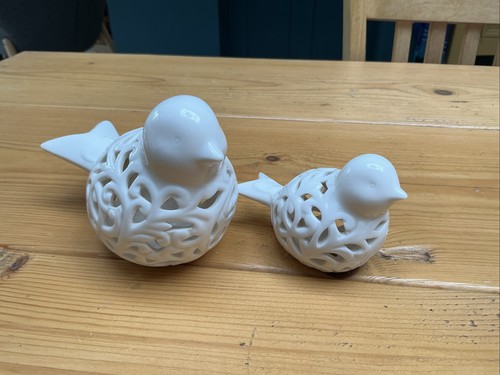 Pair vintage white glazed - pair, of