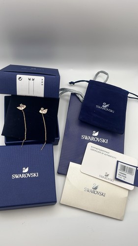 Swarovski swan earrings - earrings-, stud