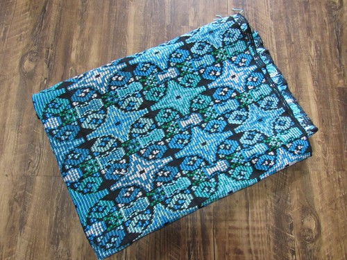 Vintage blue green star - blue, print