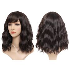 14''Wavy Wig With Air Bangs Women's Short Bob Shoulder Length Synthetic Full Wig