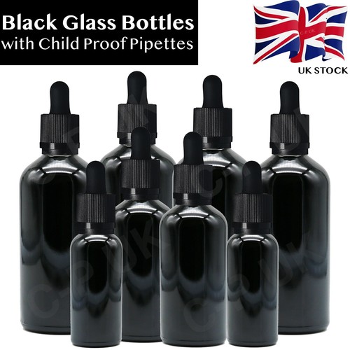 Black glass dropper bottle - black,