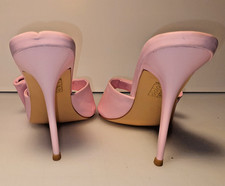 boohoo Pink Mules high heels with big floppy bow  Size 7