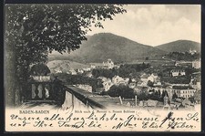Postcard Baden-Baden, view to Mercur from the New Castle 