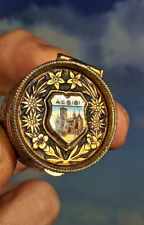 Vintage Assisi Cathedral St Francis Ceramic & Metal Pill / Trinket Box. 3x1.5cm