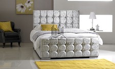 Crushed Velvet Florence Upholstered Designer Bed Frame With Wood Slatted Base