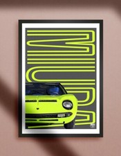 Lamborghini Miura Print - Pop Wall Art artwork Classic Car Auto gift poster auto