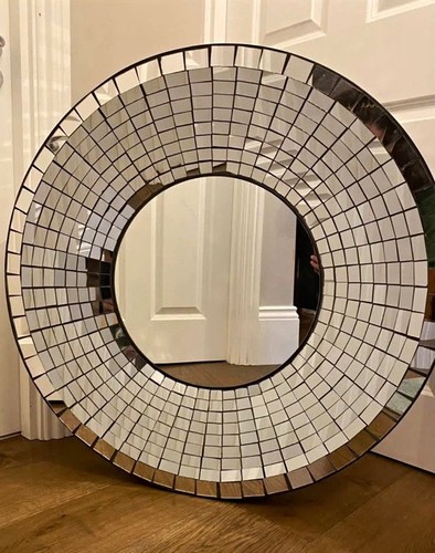Round silver mirrored mosaic - round,