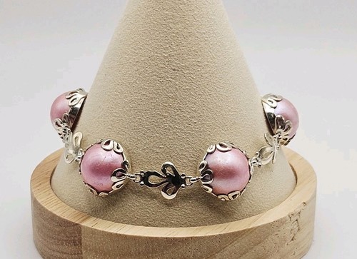 Sterling silver pink mabe - silver,