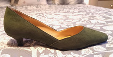 CASTAMERE Green Suede Leather Kitten Heel Slip On Court Shoes [6.5]