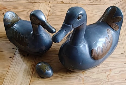 Vintage pewter brass duck - vintage,