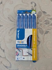 Pilot FriXion Point Fine Line 5 in Pack Wallet-Blue Pens Erasable Ink 0.5mm Tip