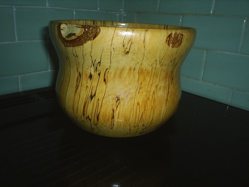 Spalted beech wood bowl - wood, large