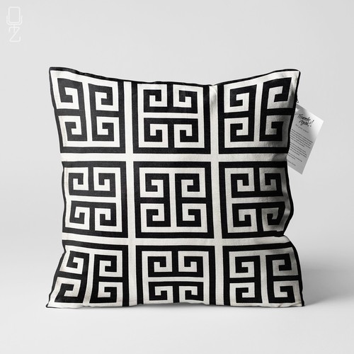 Black white cushion cover - black,