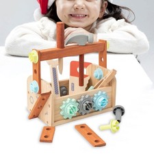 Wooden Kids Tool Set Wooden Construction Toy Wooden Tool Toys with Tool Box for