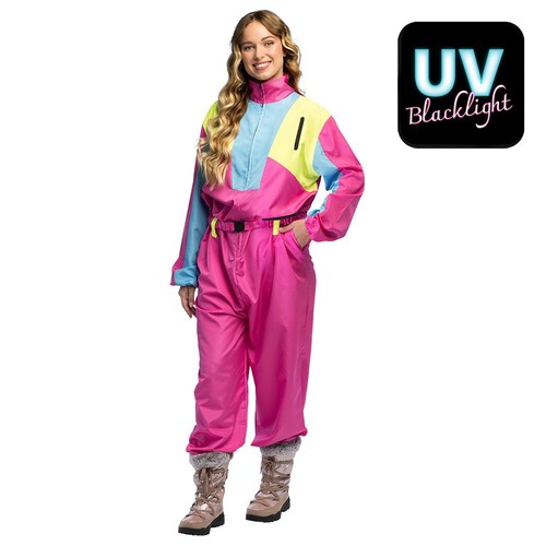 Ladies 80s pink ski suit - ladies,