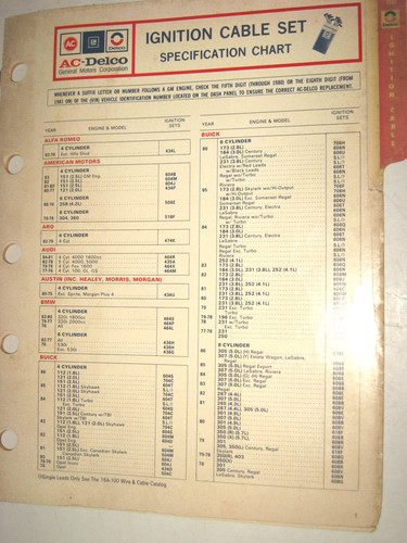 1986 acdelco ignition cable - acdelco,