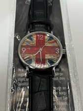 Eiger Wristwatch Union Jack British Flag - Faux Leather Strap - New Battery 