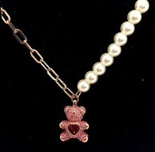 Sparkling Pink Bear Necklace
