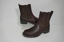 NEW CLARKS ORINOCO CLUB BURGUNDY WAXY LEATHER PULL ON CHELSEA ANKLE BOOTS UK 4D