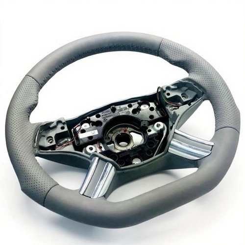 Flattened gray steering wheel - flattened,