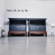 Stag Minstrel Navy Blue Bedside Tables Pair Of Nightstands