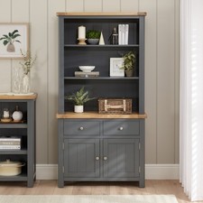 Marbury Slate Grey Painted Medium Sideboard with Bookcase Dresser Top - Oak Top