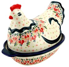 Polish Pottery Hen Covered Baker - Polish Stoneware by Zaklady Boleslawiec