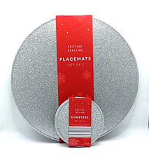 4 Round Silver Placemats and 4