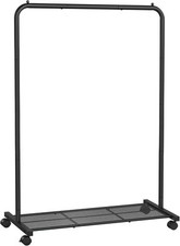 SONGMICS HSR25BK Mobile Clothes Rack on Wheels, Clothes Organizer, Metal with St