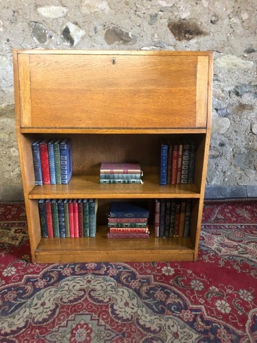 Vintage oak bureau - oak,