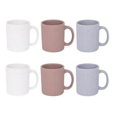 Set of 6 Ribbed Mugs White