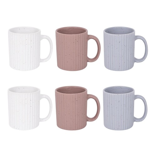 Set ribbed mugs white - ribbed,