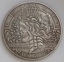 1935 Hobo Liberty Dollar Skull Peace Fantasy coin